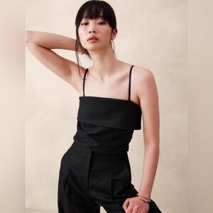 NWT Banana Republic Strapeless Linen Black Top Size 2.